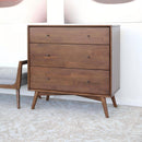 Caroline - Mid-Century Modern Dresser 3 Drawer - Brown / Wood