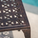 Lunaire - Outdoor Square Cast Aluminum Side Table With Lattice Top And Curved Legs - Bronze