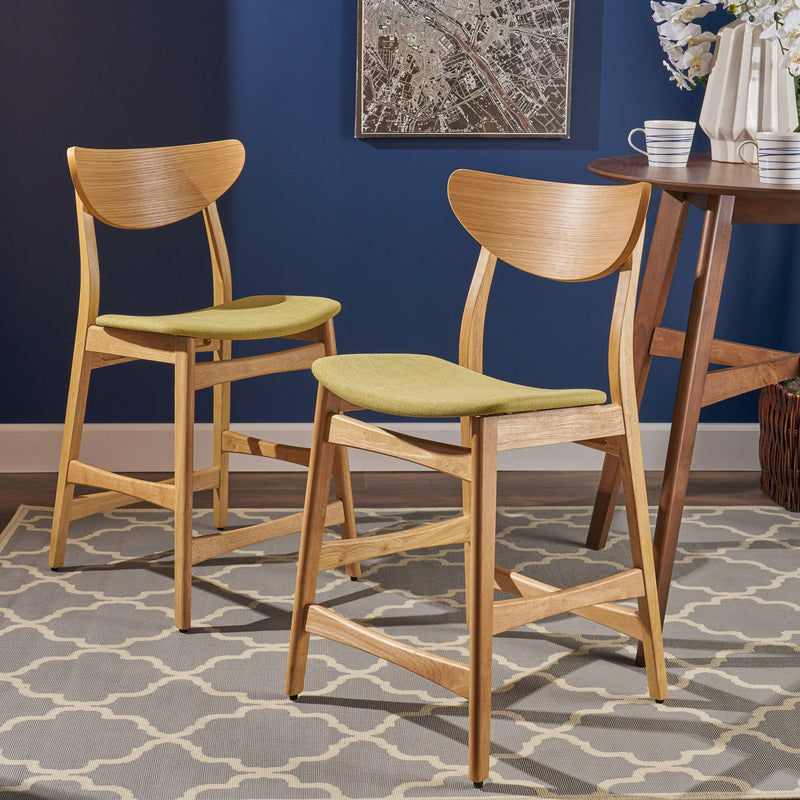 Retro Modern Counter Height Chair Set With Cushioned Seats