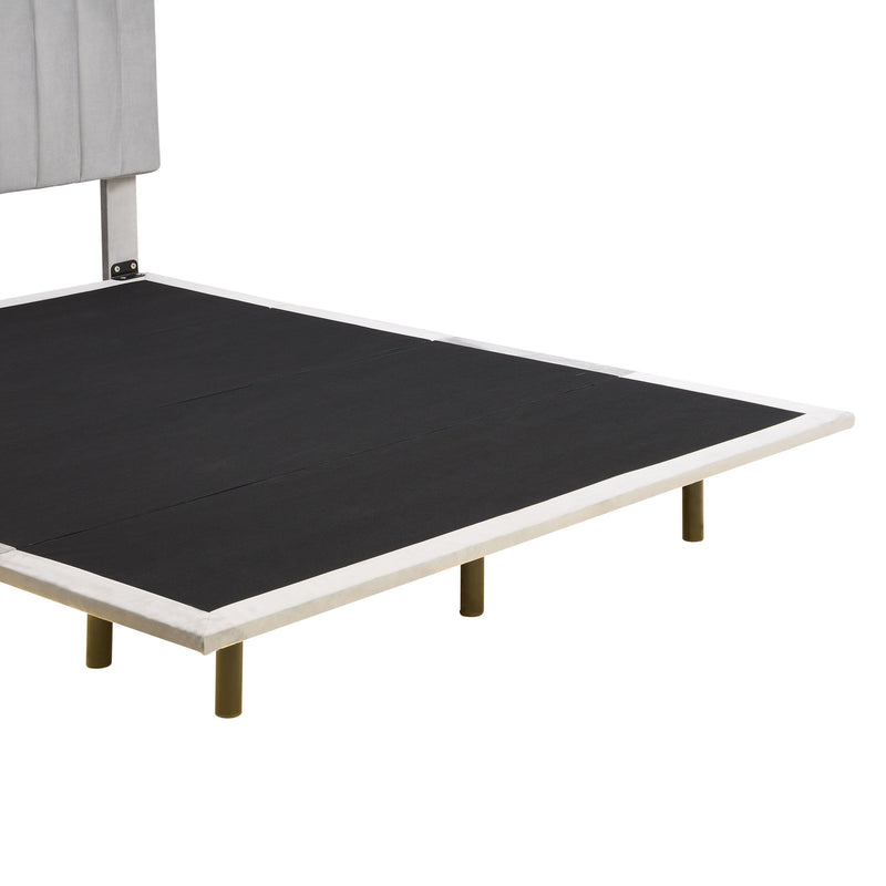 Upholstered Bed With Sensor Light And Headboard, Floating Velvet Platform Bed