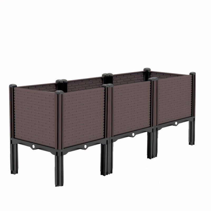 Raised Garden Beds Outdoor, Polypropylene Planter Boxes Outdoor For Vegetables, Flowers, Herbs, Garden Box With Drain Outlet, Heat And Frost Resistant Planters - Black / Brown