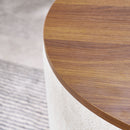 Classic 2 Piece Round Storage Ottoman Set With Drum Shaped Stool