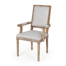 French Country Style Upholstered Dining Chair With Square Backrest