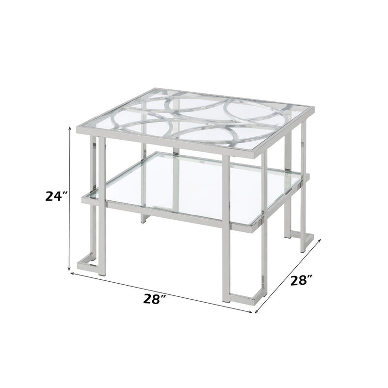 Kalan - End Table - Glass & Silver