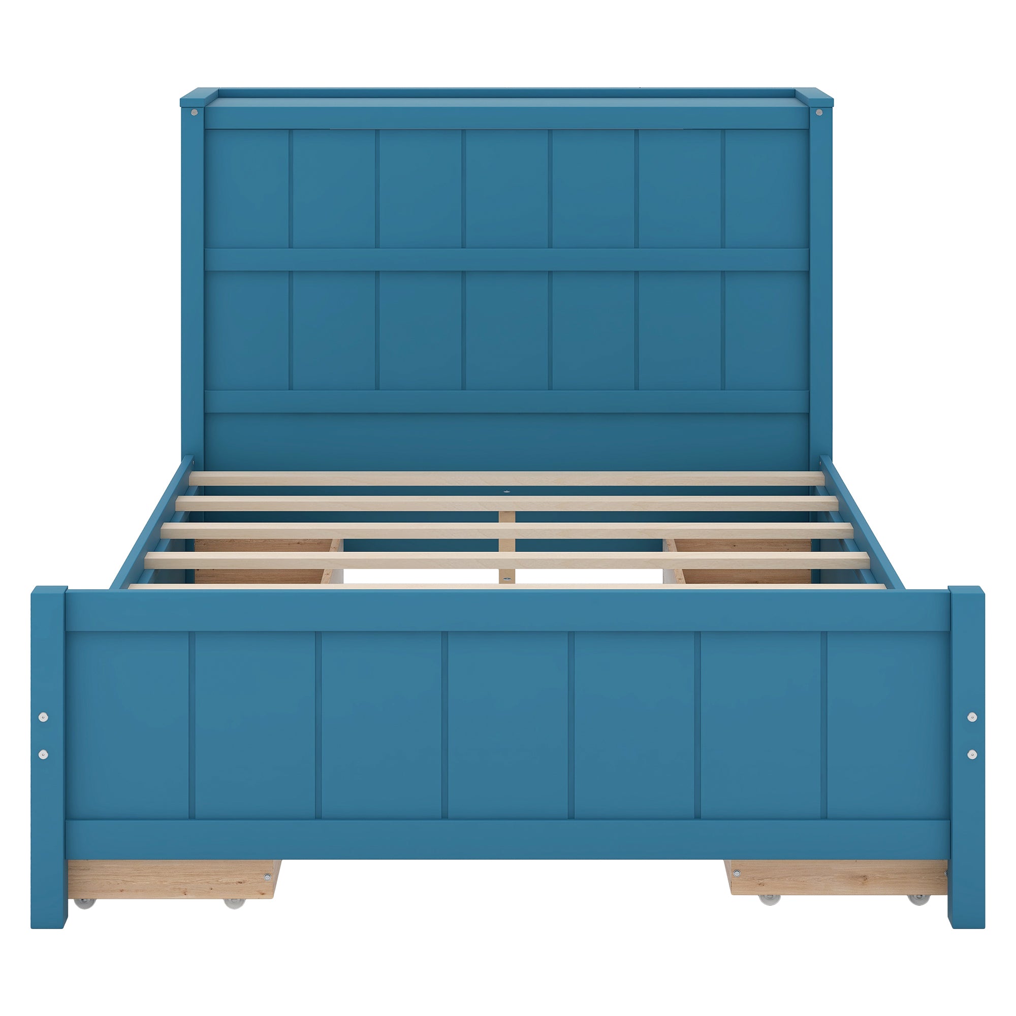 Full Size Platform Bed with Drawers and Storage Shelves, Blue - Atlantic Fine Furniture Melbourne FL