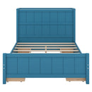 Full Size Platform Bed with Drawers and Storage Shelves, Blue