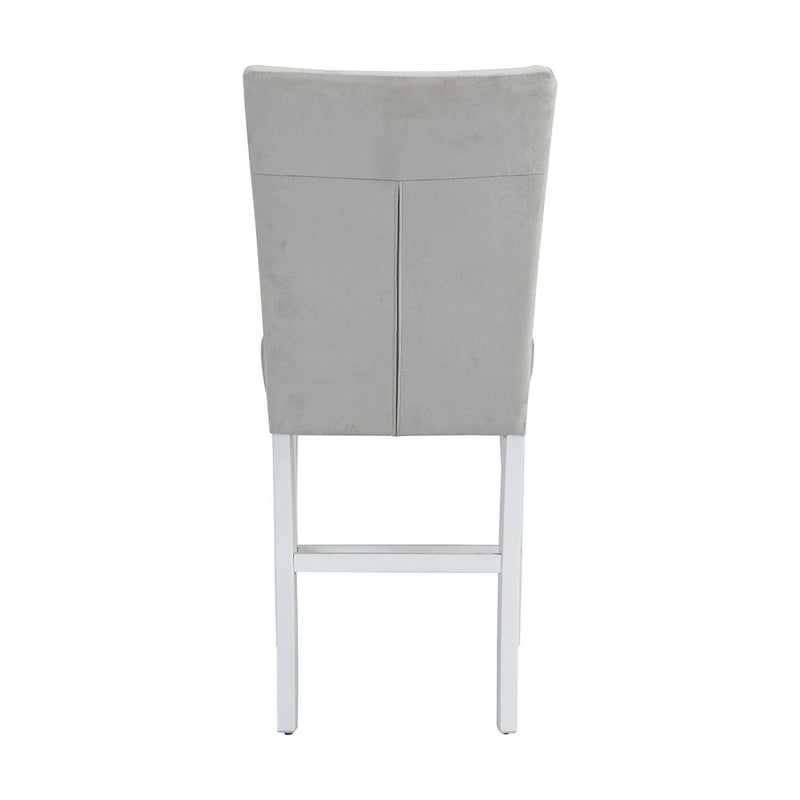 Elizaveta - Counter Height Chair (Set of 2) - Gray Velvet &White High Gloss