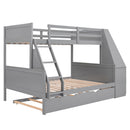 Bunk Bed With Trundle And Built In Desk, 3 Storage Drawers And Shelf