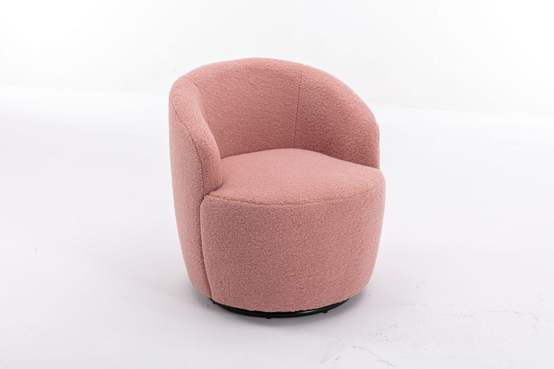 Teddy Fabric Swivel Accent Armchair Barrel Chair With Powder Coating Metal Ring