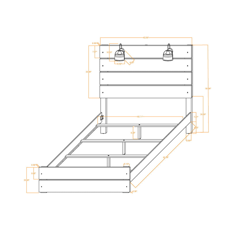Monica - Queen Bed With Dark And Slat Headboard - Dark Oak