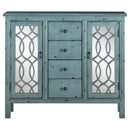 Rue - 4-Drawer Wood Trellis Accent Storage Cabinet - Blue