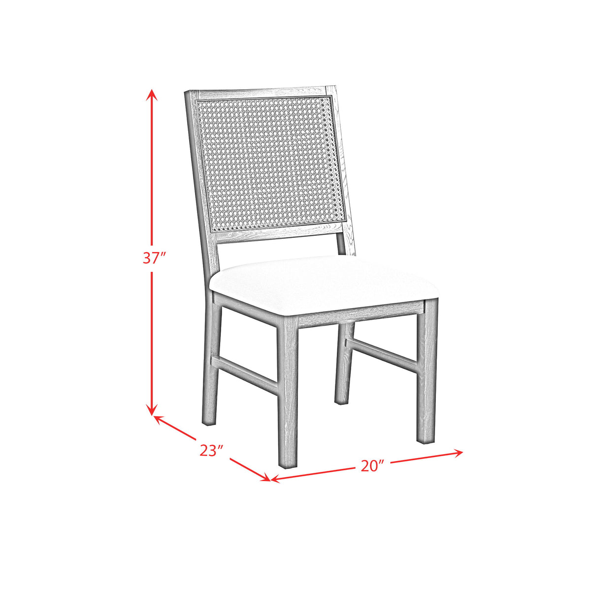 Bahama Breeze Fabric Dining Chair (Set of 2) in White / Black by Elements International, view 5