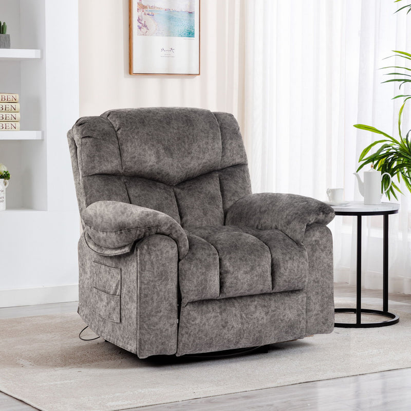 Swivel And Rocking Recliner Chair With Massage And Heating Bonded Leather Sofa