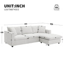 Modern Sectional Sofa With Throw Pillows, Cloud L Shaped Couch Set With Wide 4 Seat Comfy Couch Set With Movable Ottoman
