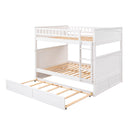 Full Over Full Bunk Bed with Twin Size Trundle, Pine Wood Bunk Bed with Guardrails, White (Old SKU:LP000044AAK)