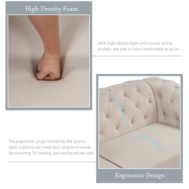 Upholstered Loveseat Sofa With Thick Removable Seat Cushion