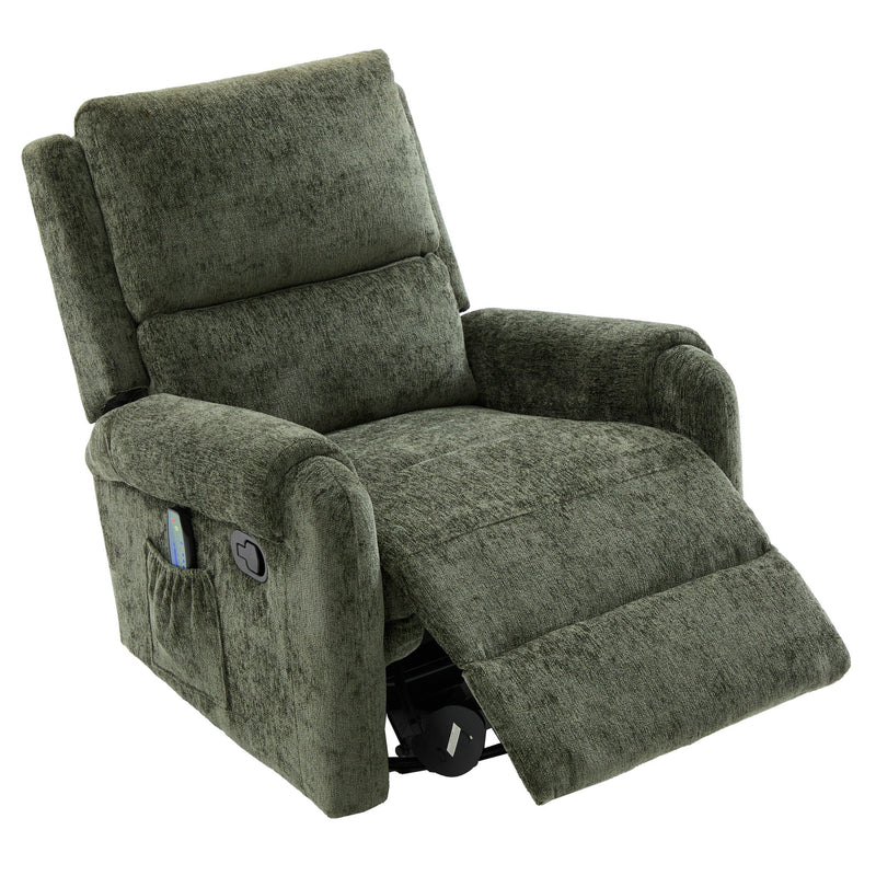 Manual Recliner Massage Chair With Swivel Rocker, 8 Massage Modes, Side Storage Pocket