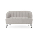 Modern Loveseat With Channel Stitching And Iron Legs - Light Gray