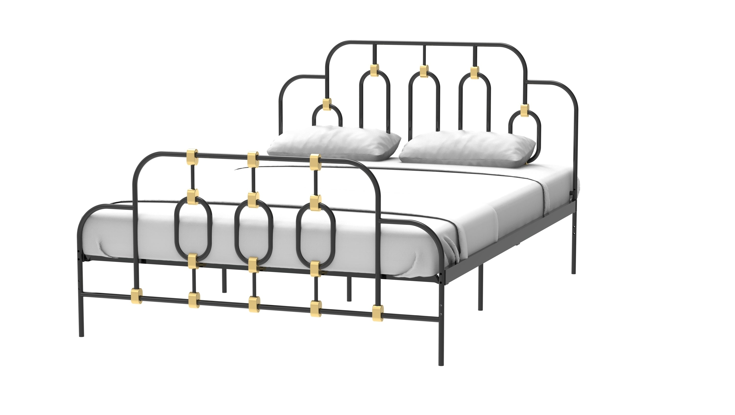 Ola Metal Bed, Black with Gold Detail, Full - Atlantic Fine Furniture Melbourne FL