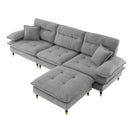 L Shaped Convertible Sectional Sofa 4 Seat Tufted Couch Set With Two Tone Adjust Legs Cloud Movable Ottoman