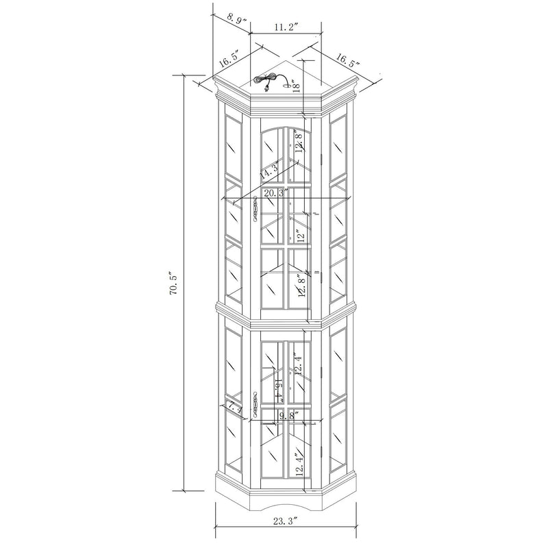 Corner Curio Cabinet With 5 Shelves And Lighting System (E26 Light Bulb Not Included)