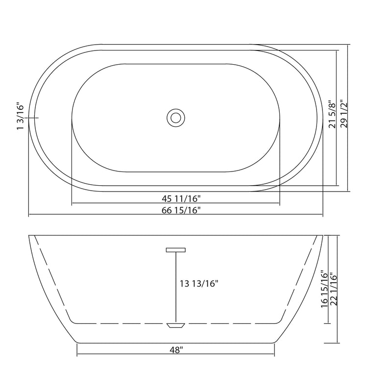Elegant Oval Freestanding Bathtub, Overflow & Pop Up Drain