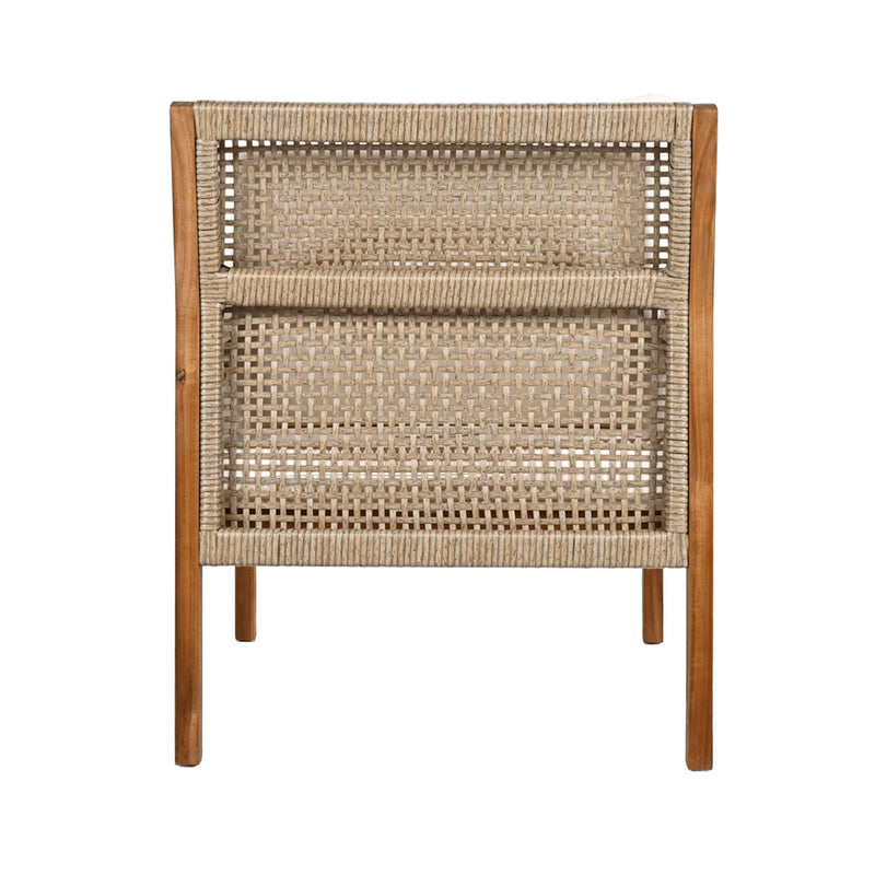 Acacia Wood Patio Furniture Club Chair, Outdoor Wicker Armchair, Deep Seating With Soft Cushions For Porch - Teak / Mix Brown