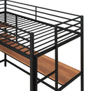 Twin Loft Bed With Desk And Shelve - Black