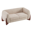 Contemporary Boucle Sherpa Sofa With Birch Wood Legs