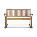 Outdoor Rocking Loveseat With Acacia Wood Frame - Natural