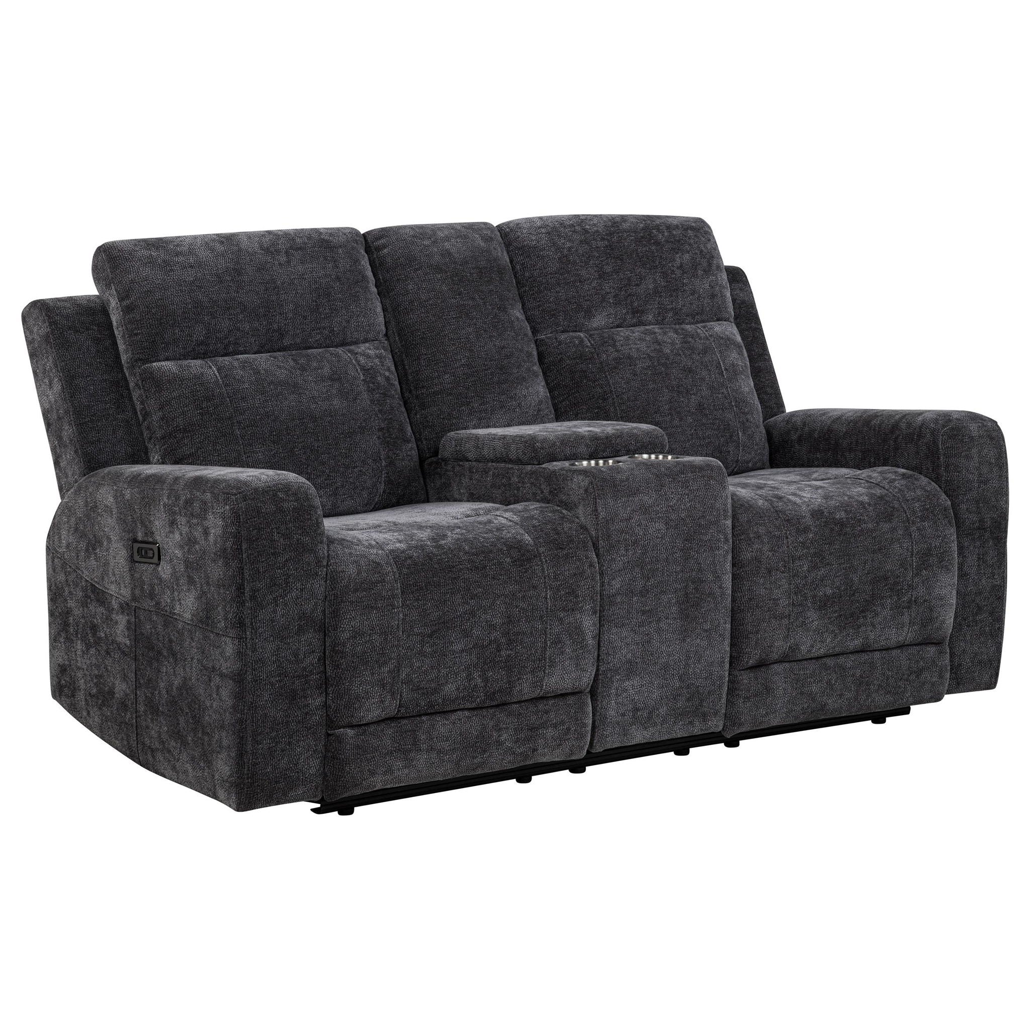 Kennett 3-piece Chenille Power Reclining Sofa Set Dark Grey