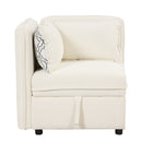 122.8" Convertible Modular Minimalist Sofa Free Combination 4 Seater Sofa Chenille Fabric Sectional sofa with 5 Pillows for Living Room, Office, Apartment, Small Space, Cream