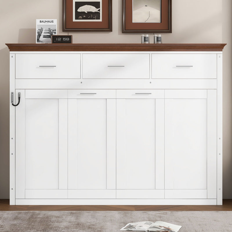 Twin Size Murphy Bed With 3 Drawers - White