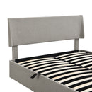 Queen Size Sleigh Bed with Side-Tilt Hydraulic Storage System, Linen Upholstery, Gray