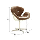 Brancaster - Accent Chair With Swivel - Retro Brown Top Grain Leather & Aluminum