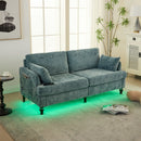 Chenille 2 Seater Sofa With LED Light, USB Charging Port, And Storage Bag