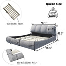 Luxury Upholstered Platform Bed With Oversized Padded Backrest And Solid Wood Frame