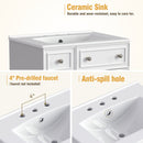 Transitional Style Bathroom Vanity Cabinet With Ceramic Sink