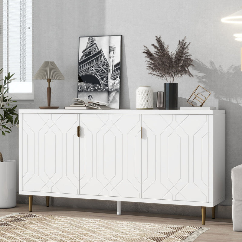 Modern TV Stand With 3 Doors And Adjustable Shelves