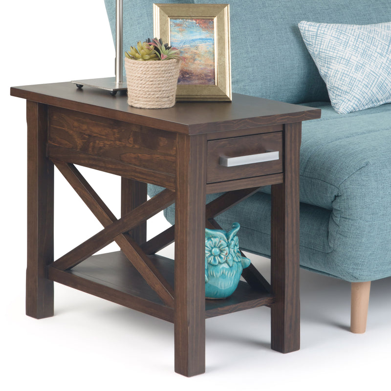 Kitchener - Narrow Side Table - Warm Walnut Brown