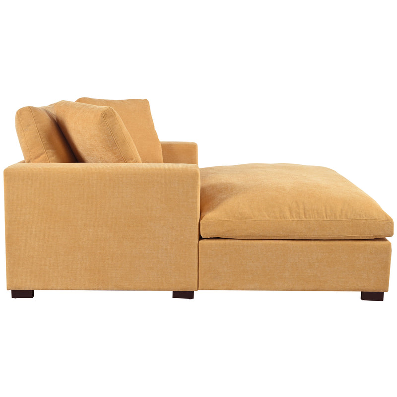 Oversized Chaise, Lounge Chair Classic Design, Soft Fabric, Durable Frame With Solid Wood Legs