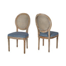 Elegant Dining Chair Set With Cane And Fabric Upholstery