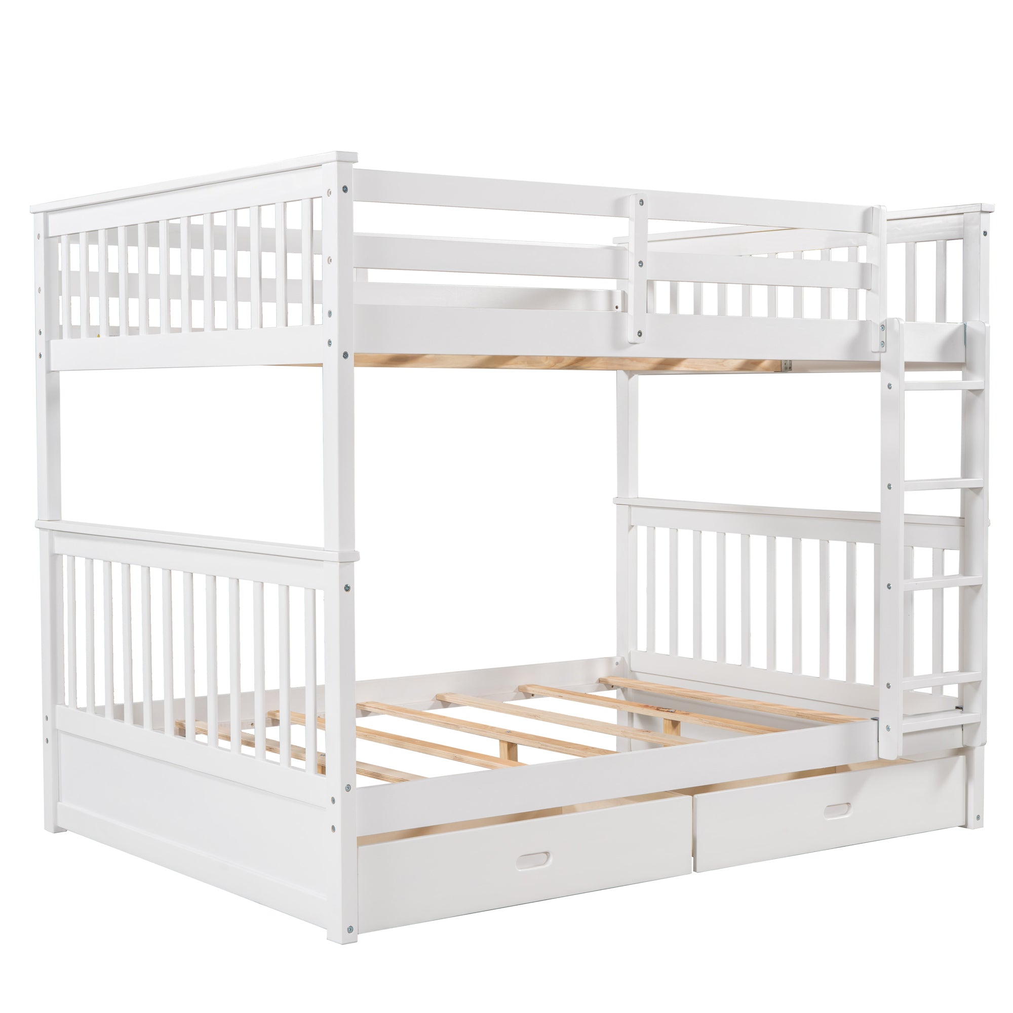 Full-Over-Full Bunk Bed with Ladders and Two Storage Drawers (White)(OLD SKU:LT000365AAK) - Atlantic Fine Furniture Melbourne FL