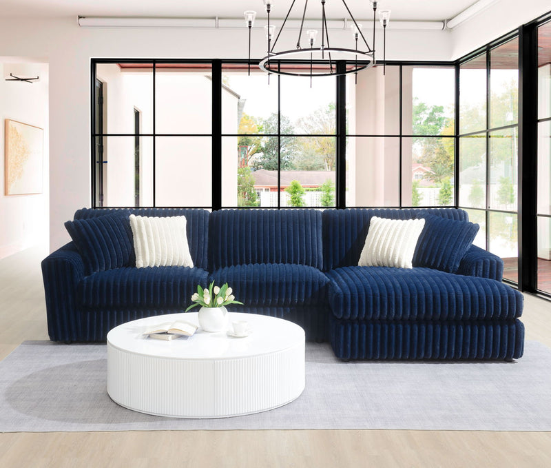 Breton - Sectional Sofa With 4 Pillows - Blue