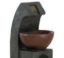 Sculptural Water Fountain With Bowl Basin, With Light And Pump, For Indoor And Outdoor - Brown / Black