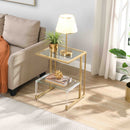 2 Tier Acrylic Glass End Table For Living Room
