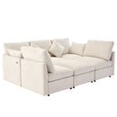 Sectional Sofa Modular U-Shaped With Ottoman & USB Ports