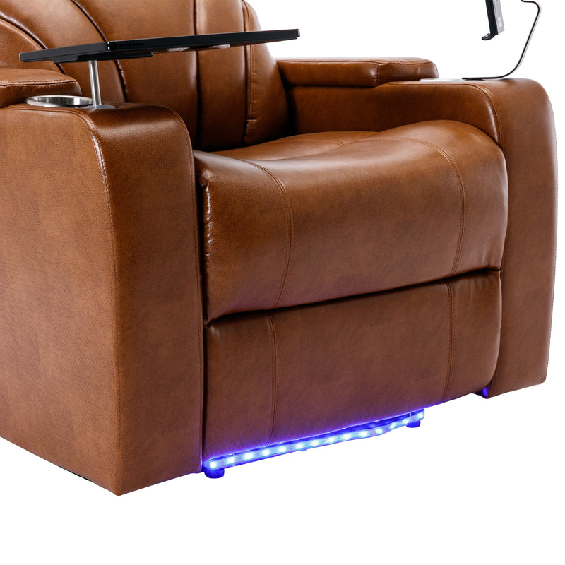 Power Motion Recliner Electric Power Recliner With USB Charging Port, Hidden Arm Storage, Convenient Cup Holder And Bluetooth Speaker