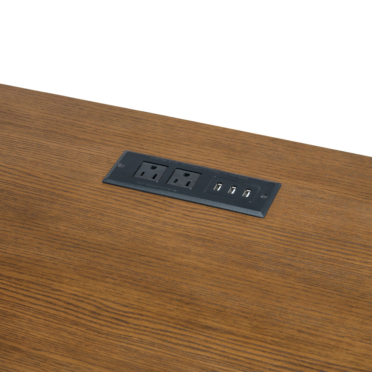Portico Half Pedestal Desk With Power / USB in Brown Oak by Elements International, view 6