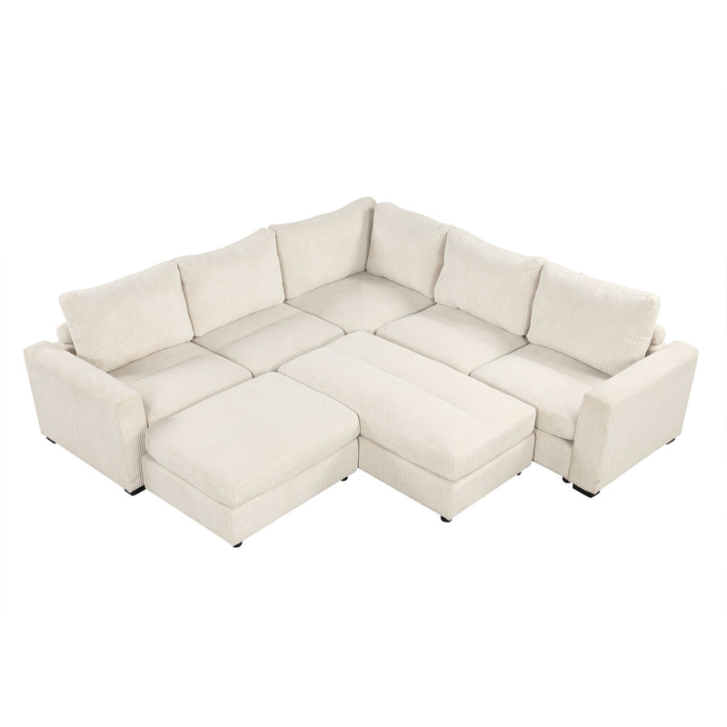 Sectional Couch Sofa Bed Modular Sofa With Two Movable Ottomans For Living Room